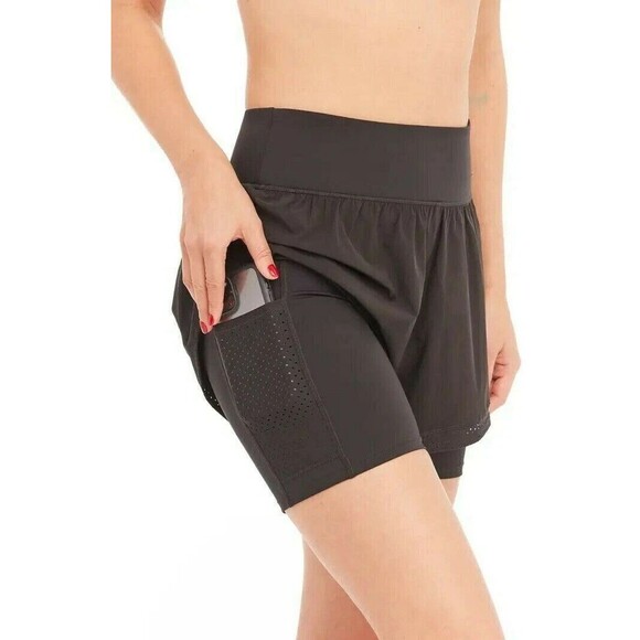 SPANX Get Moving DOUBLE Layer Black SHORTS 5"  WOMENS SIZE XL - Picture 3 of 10
